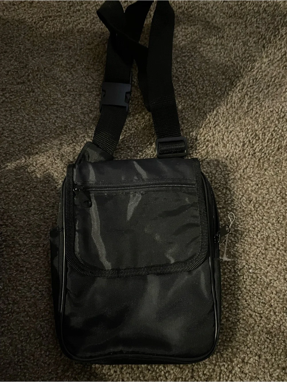 Men's Black Crossbody Shoulder Bag - Compact Travel Pouch
